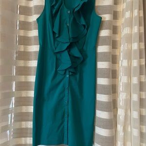 Limited teal ruffle button down dress.  Size 0
